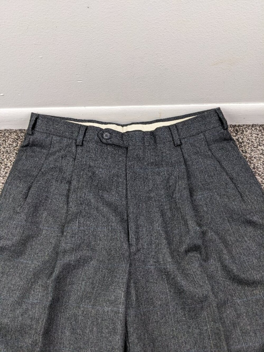 Vintage Christian Dior Dress Pants Flannel Wool Herringbone Plaid 30x33 Talon